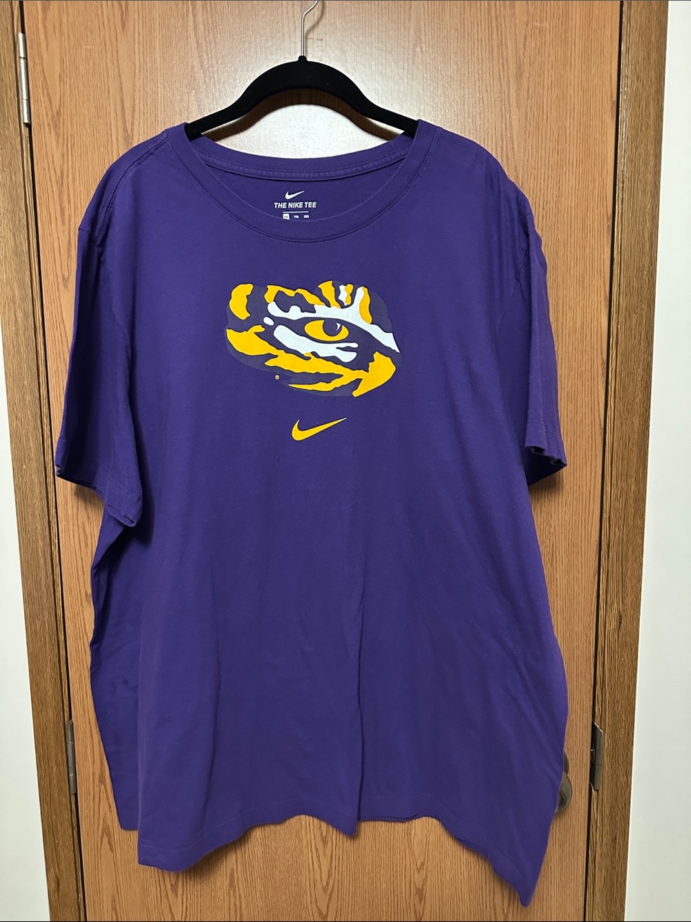 Nike Purple Tee with LSU Yellow Tiger Eye Graphic